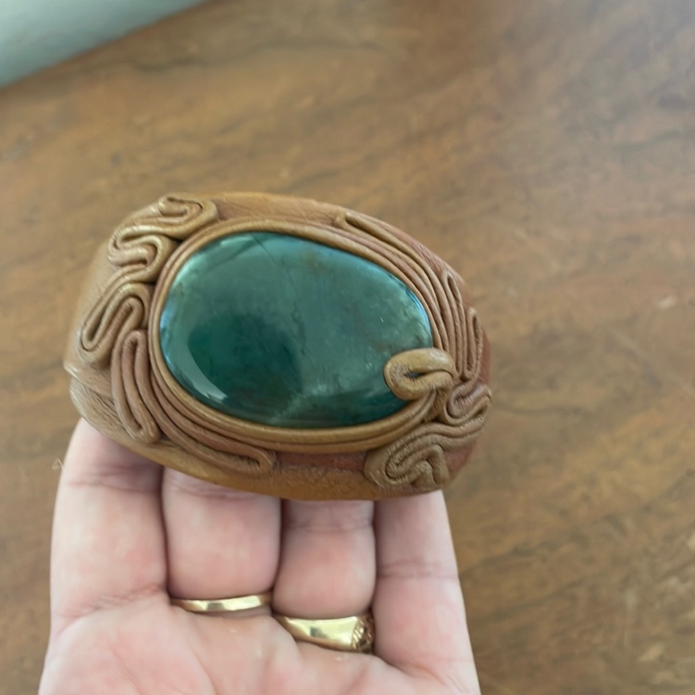 Leather Gem bracelet